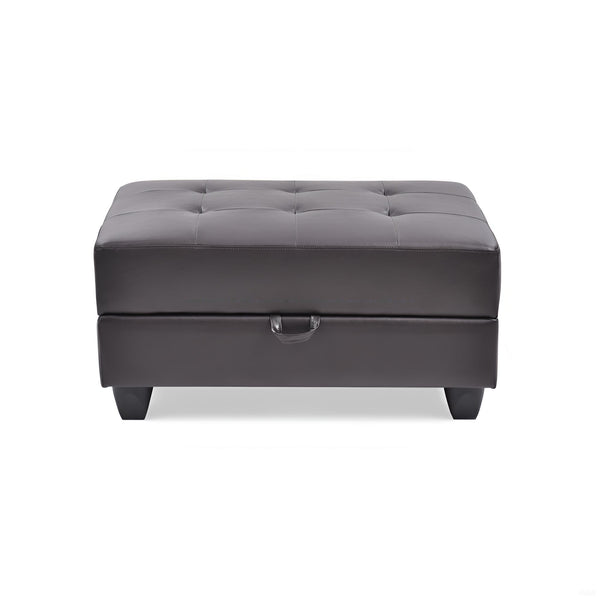 English Elm Revere Cappuccino Ottoman G305-O – Tufted Faux Leather Extra Seating, No Assembly, Durable Frame B078108151