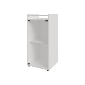 English Elm White Compact Bar Cabinet with Tempered Glass Door and Open Shelf for Modern Spaces B062P461066