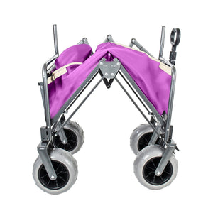 English Elm 3-in-1 Collapsible Wagon with Folding Tabletop Cup Holders All Terrain Beach Camping Purple W2932P421328