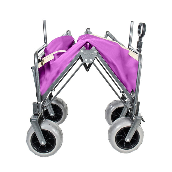 English Elm 3-in-1 Collapsible Wagon with Folding Tabletop Cup Holders All Terrain Beach Camping Purple W2932P421328
