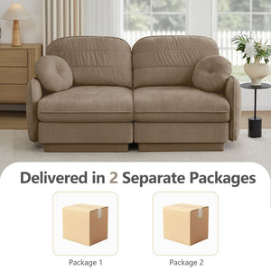 English Elm Chenille Cloud Loveseat with Quilted Back Cushions Deep Foam Seat Modern Living Room Sofa Light Coffee W714S01756