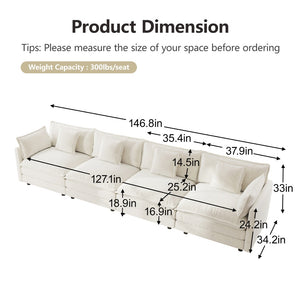 English Elm Free Combination Modular Sectional Sofa Chenille Upholstered 4 Seat Living Room W714S00562