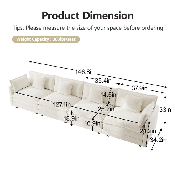 English Elm Free Combination Modular Sectional Sofa Chenille Upholstered 4 Seat Living Room W714S00562