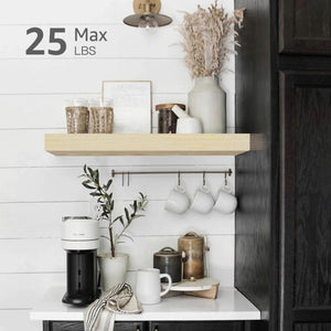 English Elm Bathroom Floating Shelves Matte Steel Set of 2 Farmhouse Wall Mounted Storage Natural W2181P474867