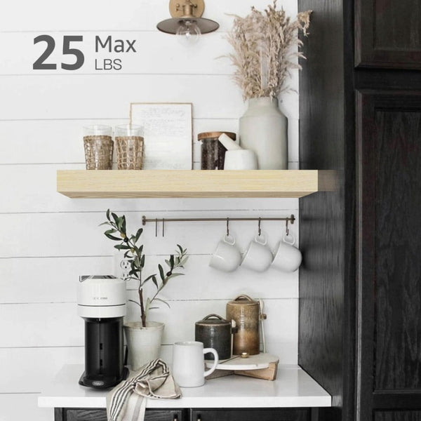 English Elm Bathroom Floating Shelves Matte Steel Set of 2 Farmhouse Wall Mounted Storage Natural W2181P474867