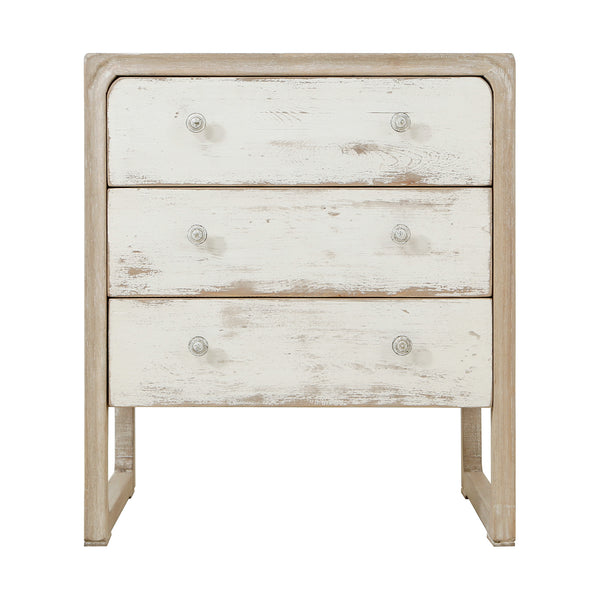 Lilys Reclaimed Wood Peking Side Table With 3 Drawers Antique Off White 9084-W