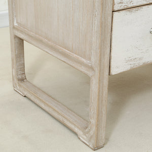 Lilys Reclaimed Wood Peking Side Table With 3 Drawers Antique Off White 9084-W