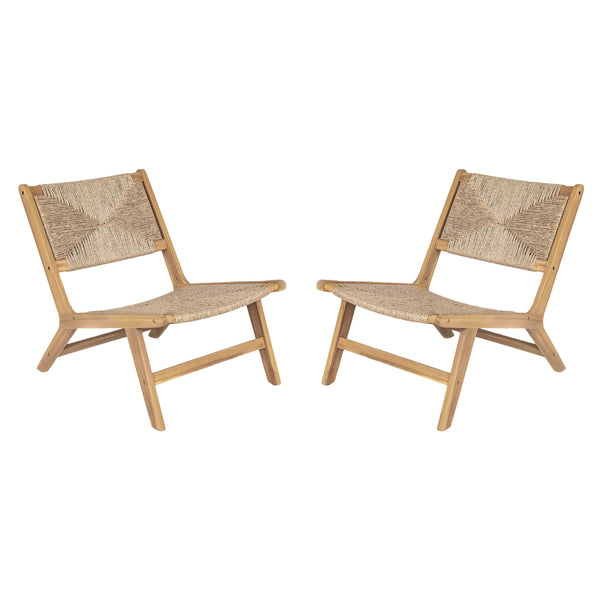 English Elm Christopher Knight Home® - Acacia Wood Outdoor Armless Lounge Chair Set Of 2 - Stylish Light Teak For Comfortable Patio Living N772P265277L