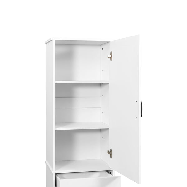 English Elm Laundry Cabinet with Drawer & Removable Laundry Bag Organizer, White MDF Particleboard, Slim 39.4" x 20.7" x 8.7" W331P235403