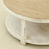 Lilys Amalfi Two Tones Round Coffee Table With Shelf Antique White 9085-W