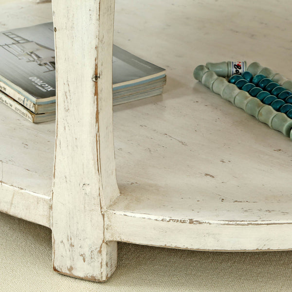 Lilys Amalfi Two Tones Round Coffee Table With Shelf Antique White 9085-W