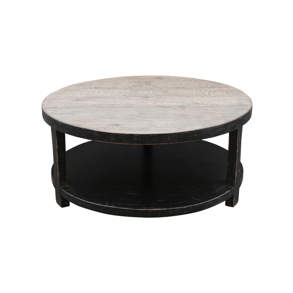 Lilys Amalfi Two Tones Round Coffee Table With Shelf Antique Black 9085-BL