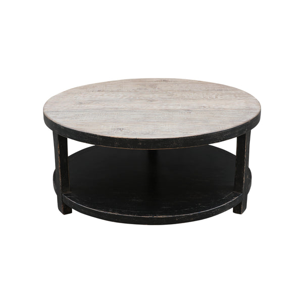 Lilys Amalfi Two Tones Round Coffee Table With Shelf Antique Black 9085-BL