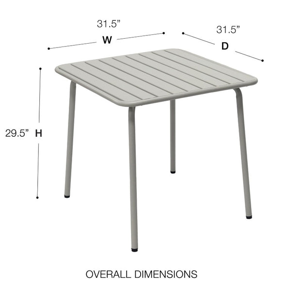 EuroStyle Rosco Outdoor Round Dining Table Powder Coated Steel Frame for Patio or Terrace Oyster Gray 90861-OYSGRY