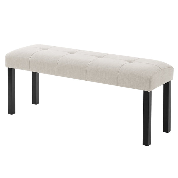 English Elm Modern Tufted Linen Dining Bench with Button-Tufted Seat and Rubber Wood Legs for Entryway Seating Beige N752P317335A