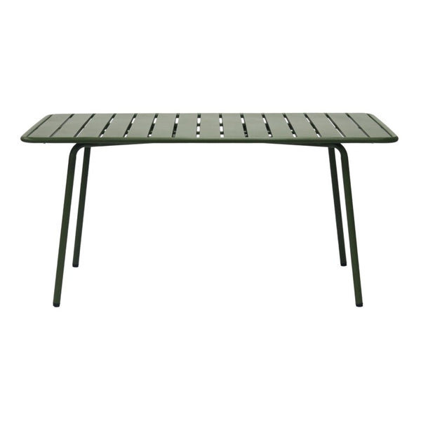 EuroStyle Rosco Outdoor Steel Dining Table Powder Coated Contract Grade Patio Seat Six Dark Green 90863-DKGRN