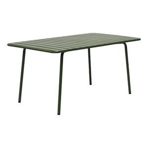 EuroStyle Rosco Outdoor Steel Dining Table Powder Coated Contract Grade Patio Seat Six Dark Green 90863-DKGRN