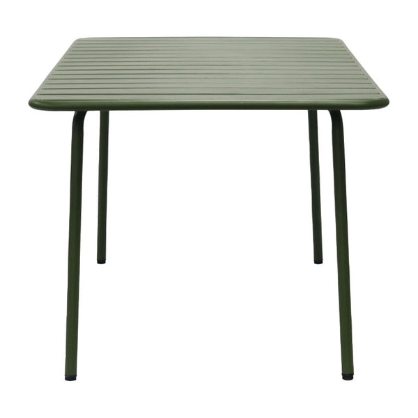 EuroStyle Rosco Outdoor Steel Dining Table Powder Coated Contract Grade Patio Seat Six Dark Green 90863-DKGRN