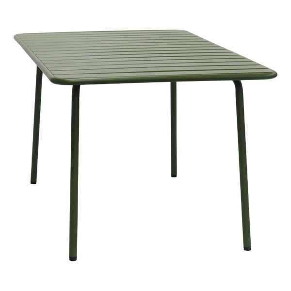 EuroStyle Rosco Outdoor Steel Dining Table Powder Coated Contract Grade Patio Seat Six Dark Green 90863-DKGRN
