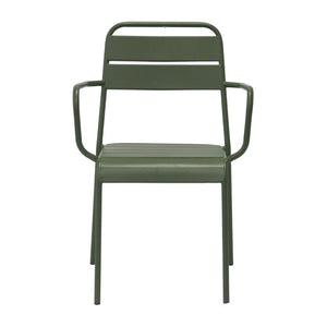 EuroStyle Rosco Stackable Steel Outdoor Armchair Set Powder Coated for Patio Dining Dark Green 90865-DKGRN