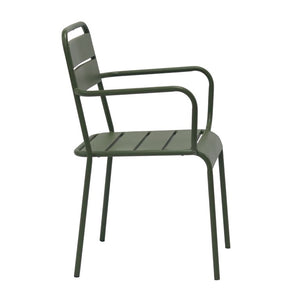 EuroStyle Rosco Stackable Steel Outdoor Armchair Set Powder Coated for Patio Dining Dark Green 90865-DKGRN