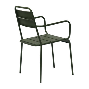 EuroStyle Rosco Stackable Steel Outdoor Armchair Set Powder Coated for Patio Dining Dark Green 90865-DKGRN