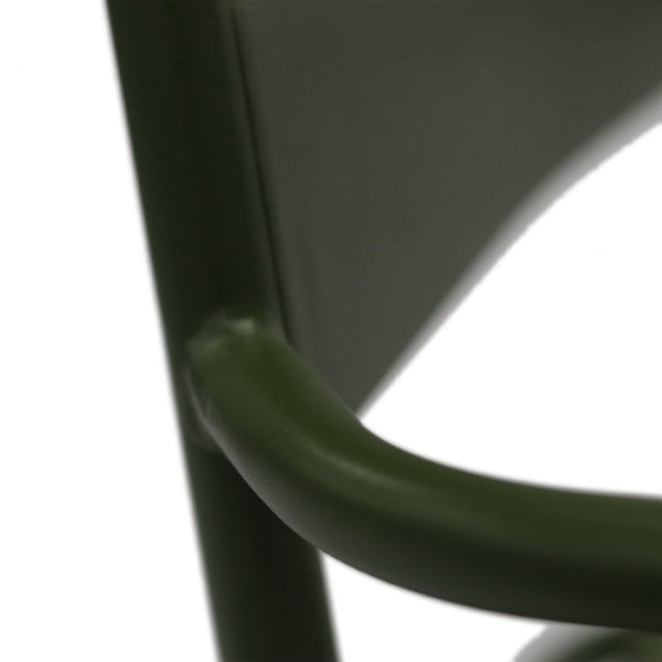 EuroStyle Rosco Stackable Steel Outdoor Armchair Set Powder Coated for Patio Dining Dark Green 90865-DKGRN