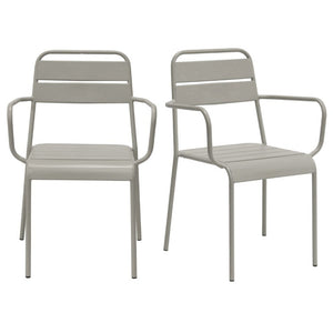 EuroStyle Rosco Stackable Steel Outdoor Armchair Set Powder Coated for Patio Dining Oyster Gray 90865-OYSGRY