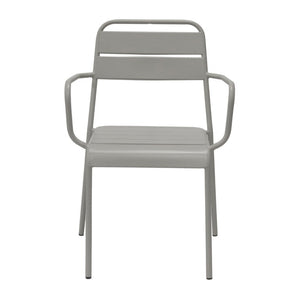 EuroStyle Rosco Stackable Steel Outdoor Armchair Set Powder Coated for Patio Dining Oyster Gray 90865-OYSGRY