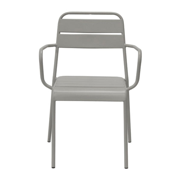 EuroStyle Rosco Stackable Steel Outdoor Armchair Set Powder Coated for Patio Dining Oyster Gray 90865-OYSGRY