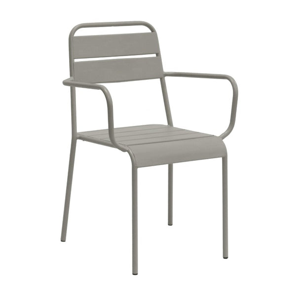 EuroStyle Rosco Stackable Steel Outdoor Armchair Set Powder Coated for Patio Dining Oyster Gray 90865-OYSGRY