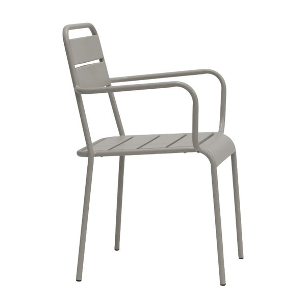 EuroStyle Rosco Stackable Steel Outdoor Armchair Set Powder Coated for Patio Dining Oyster Gray 90865-OYSGRY