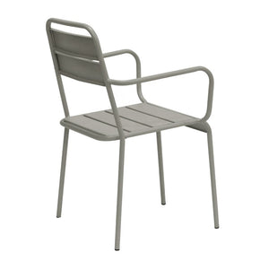 EuroStyle Rosco Stackable Steel Outdoor Armchair Set Powder Coated for Patio Dining Oyster Gray 90865-OYSGRY