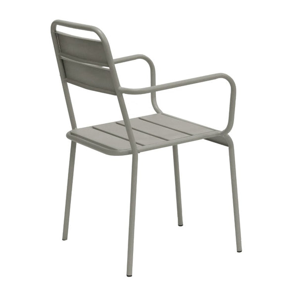 EuroStyle Rosco Stackable Steel Outdoor Armchair Set Powder Coated for Patio Dining Oyster Gray 90865-OYSGRY
