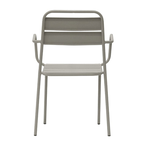 EuroStyle Rosco Stackable Steel Outdoor Armchair Set Powder Coated for Patio Dining Oyster Gray 90865-OYSGRY