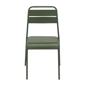 EuroStyle Rosco Stackable Steel Outdoor Side Chairs Powder Coated Weather Resistant Patio Set Dark Green 90867-DKGRN