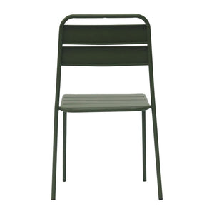 EuroStyle Rosco Stackable Steel Outdoor Side Chairs Powder Coated Weather Resistant Patio Set Dark Green 90867-DKGRN