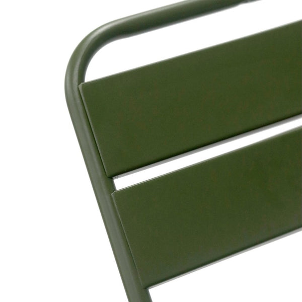 EuroStyle Rosco Stackable Steel Outdoor Side Chairs Powder Coated Weather Resistant Patio Set Dark Green 90867-DKGRN