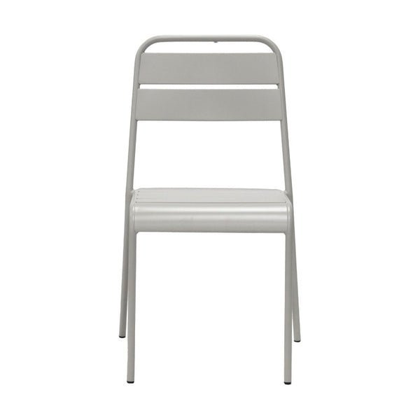 EuroStyle Rosco Stackable Steel Outdoor Side Chairs Powder Coated Weather Resistant Patio Set Oyster Gray 90867-OYSGRY