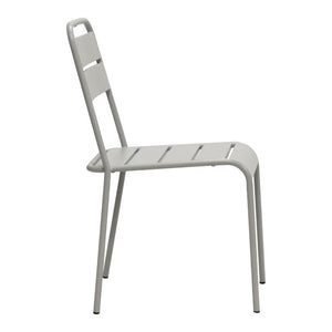 EuroStyle Rosco Stackable Steel Outdoor Side Chairs Powder Coated Weather Resistant Patio Set Oyster Gray 90867-OYSGRY