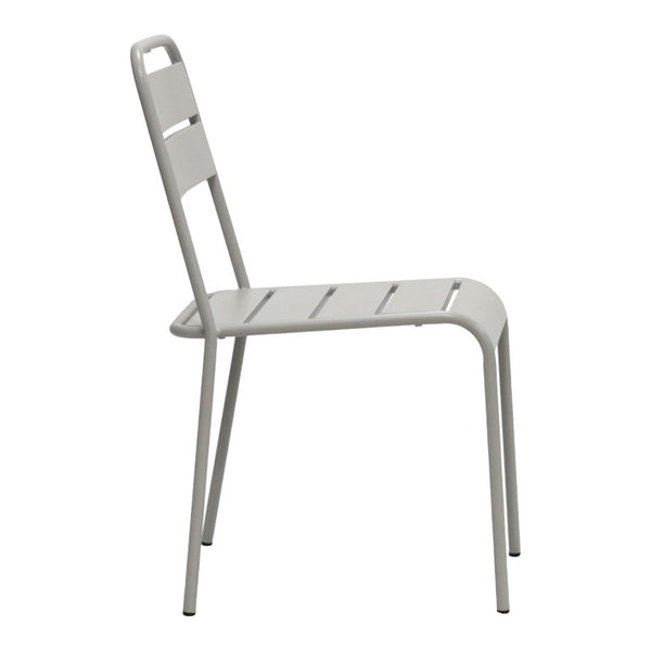 EuroStyle Rosco Stackable Steel Outdoor Side Chairs Powder Coated Weather Resistant Patio Set Oyster Gray 90867-OYSGRY