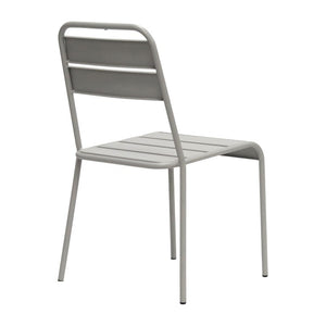 EuroStyle Rosco Stackable Steel Outdoor Side Chairs Powder Coated Weather Resistant Patio Set Oyster Gray 90867-OYSGRY