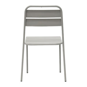 EuroStyle Rosco Stackable Steel Outdoor Side Chairs Powder Coated Weather Resistant Patio Set Oyster Gray 90867-OYSGRY
