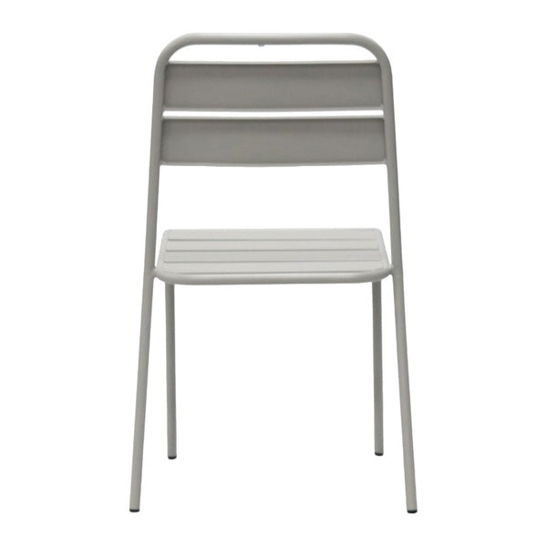 EuroStyle Rosco Stackable Steel Outdoor Side Chairs Powder Coated Weather Resistant Patio Set Oyster Gray 90867-OYSGRY