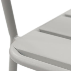 EuroStyle Rosco Stackable Steel Outdoor Side Chairs Powder Coated Weather Resistant Patio Set Oyster Gray 90867-OYSGRY