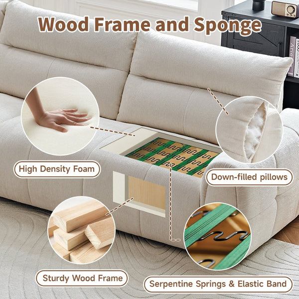English Elm Premium Chenille High-back Sofa Solid Hardwood Frame Ergonomic Seat for Spacious Living Beige W1765S00137