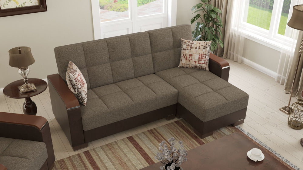 English Elm Primenest Zenaero Convertible Chaise Lounge With Wood Trim, Storage & Comfortable Sleeper Design B030P303558-GIGA