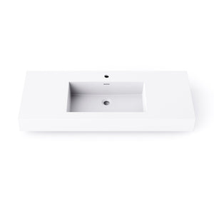English Elm 47.2'' Wide Stone Resin Wall Mount Rectangular Basin Matte White Modern Bathroom Sink W1613P366783