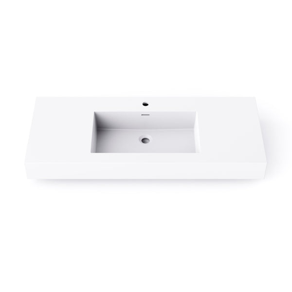 English Elm 47.2'' Wide Stone Resin Wall Mount Rectangular Basin Matte White Modern Bathroom Sink W1613P366783