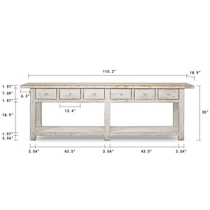 Lilys Amalfi Two Tones Console Table With 6 Drawers 110X19X35H Make To Order Eta 3-6 Month 9088-XL